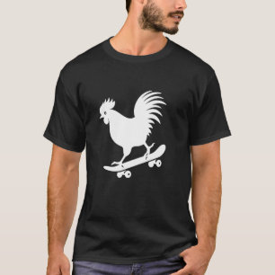 Minimal Chicken Rooster Hen Skateboard Silhouette T-Shirt