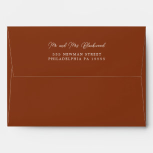 Minimal Chocolate Brown Script Return Address Envelope