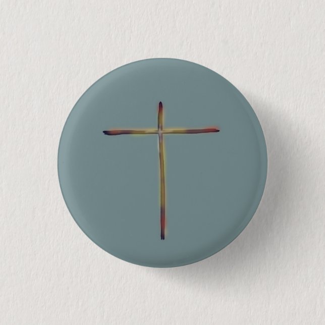 Minimal Christian Cross Blue Green  1 Inch Round Button (Front)