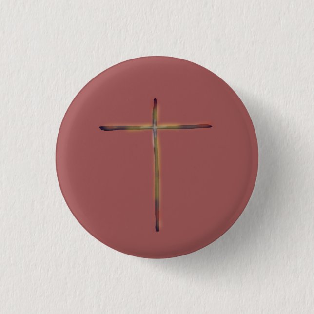 Minimal Christian Cross Pink Red  1 Inch Round Button (Front)