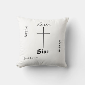 Minimal Christian Cross Typography | Love Forgive  Throw Pillow