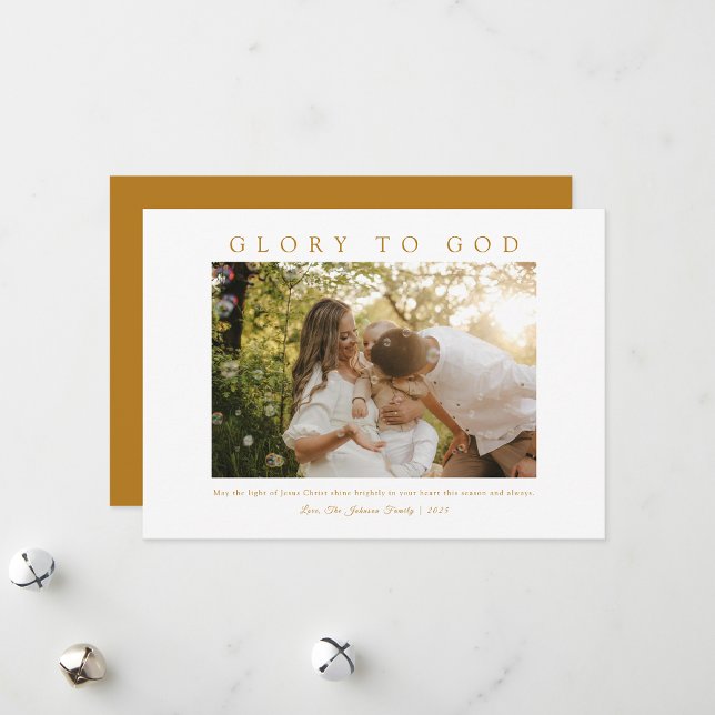 Minimal Christian Glory to God Photo Holiday Card (Creator Uploaded)