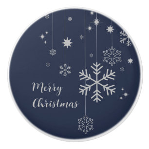 Minimal Christmas design with snowflakes Ceramic Knob