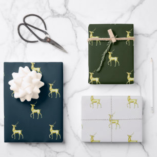 Minimal Christmas Gold Reindeer Wrapping Paper Sheet