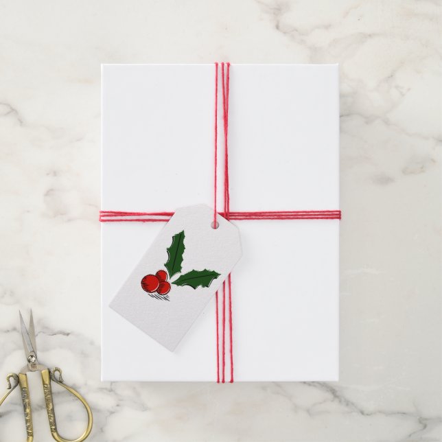 Minimal Christmas Holly Gift Tags (With Twine)