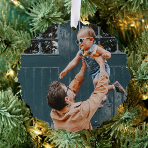 Minimal Christmas   Merry and Bright Simple Photo Ornament Card