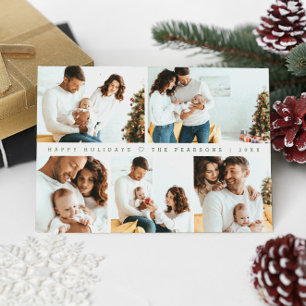 Minimal Christmas Modern Family Photoshoot Green  Holiday Card