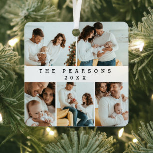 Minimal Christmas Modern Family Photoshoot  Metal Ornament