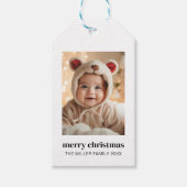 Minimal Christmas Photo Modern Custom Holiday Gift Tags (Front)
