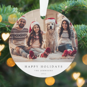 Minimal Christmas Photo   Modern Family Portrait Ornament