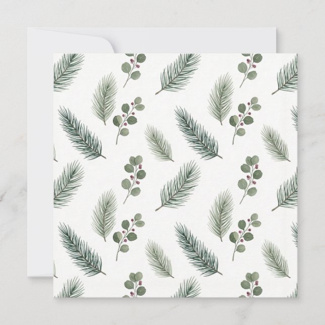 Minimal Christmas Pine Pattern, Scandi Style Card (Front)