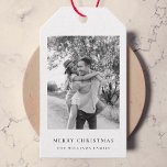 Minimal Christmas | Simple Black and White Photo Gift Tags<br><div class="desc">A stylish minimal photo holiday gift tags with classic typography "Merry Christmas" in black on a clean simple minimalist white background. The photo, holiday greeting and name can be easily customized for a personal touch. A simple, minimalist and contemporary christmas design to stand out this holiday season! The image shown...</div>