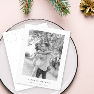 Minimal Christmas   Simple Black and White Photo Holiday Postcard