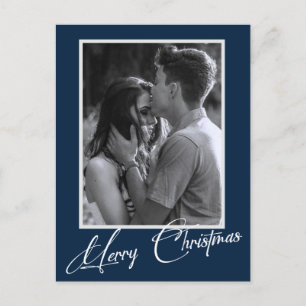 Minimal Christmas Simple Black and White Photo Postcard