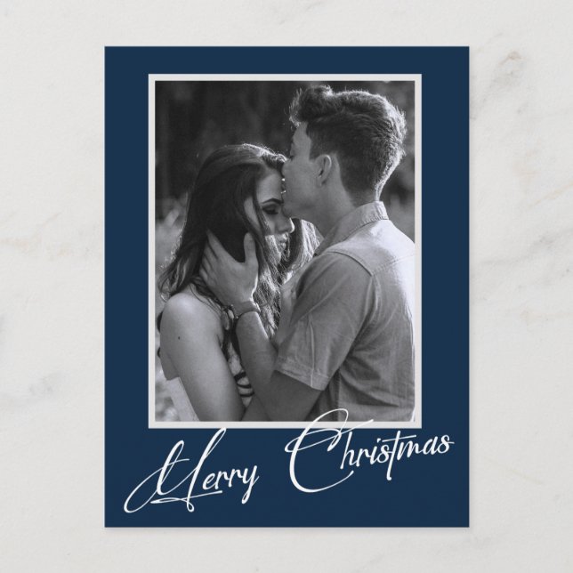 Minimal Christmas | Simple Black and White Photo  Postcard (Front)