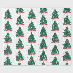 Minimal Christmas Tree Pattern Holiday Gift Wrapping Paper