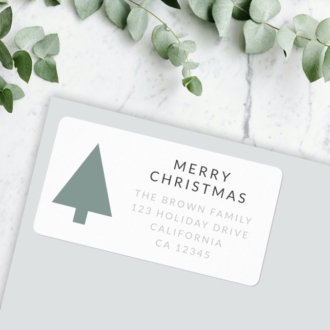 Minimal Christmas Tree | Sage Green Clean Simple Label (Creator Uploaded)