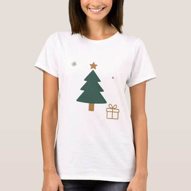 Minimal Christmas Tree – Simple Holiday Design T-Shirt (Front)