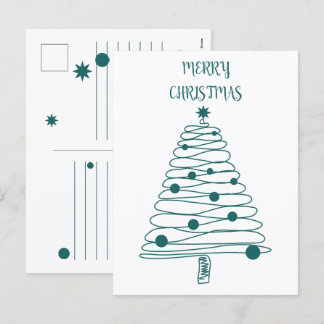Minimal Christmas Tree star Merry Christmas Holid Holiday Postcard