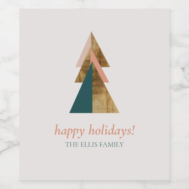 Minimal Christmas Tree Wine Label (Single Label)