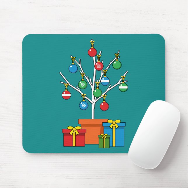 Minimal Christmas Tree with Presents Mouse Pad (With Mouse)