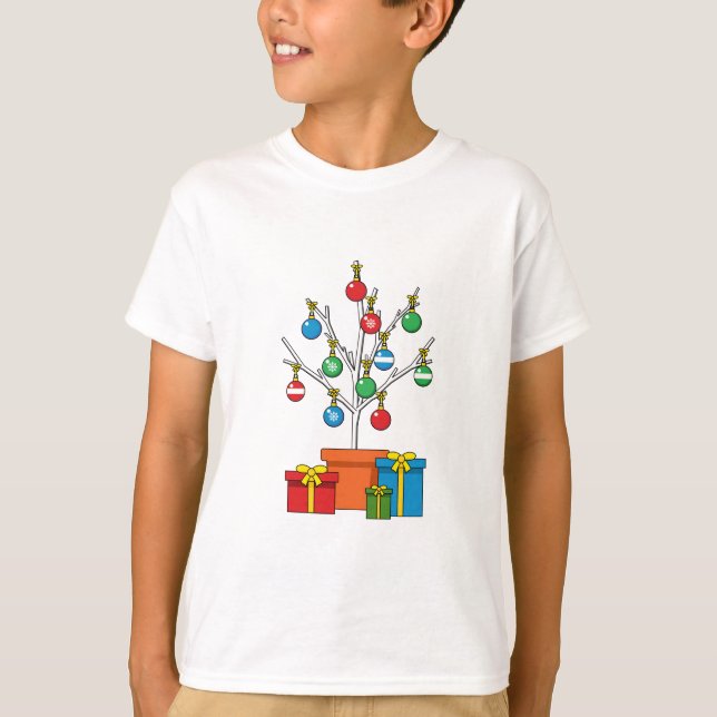 Minimal Christmas Tree with Presents T-Shirt (Front)