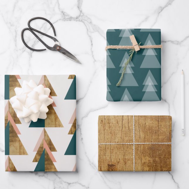 Minimal Christmas Tree Wrapping Paper Sheet (Front)