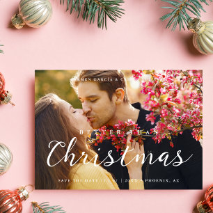 Minimal Christmas Wedding Photo Cute Script Save The Date