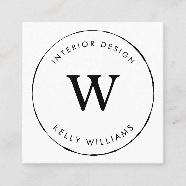Minimal Circle Business Monogram Branding Design Square Business Card (Front)