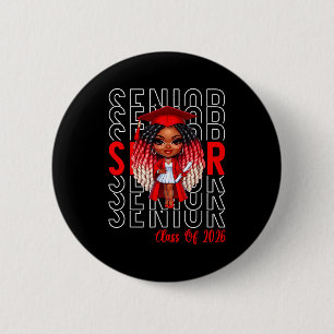 Minimal Class 2026 Senior Black Women 2 Inch Round Button