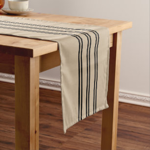 Minimal Classic Aegean Stripes,on a Tan Background Short Table Runner