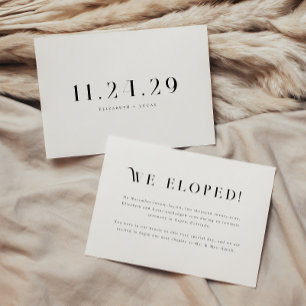 Minimal Classic Black & White Wedding Elopement Announcement