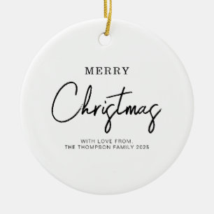 Minimal Classic Christmas Holiday Ceramic Ornament