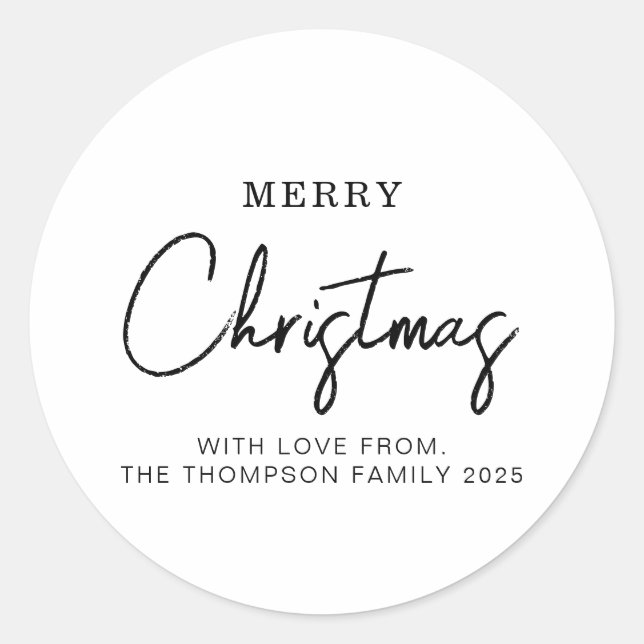 Minimal Classic Christmas Holiday Round Sticker (Front)