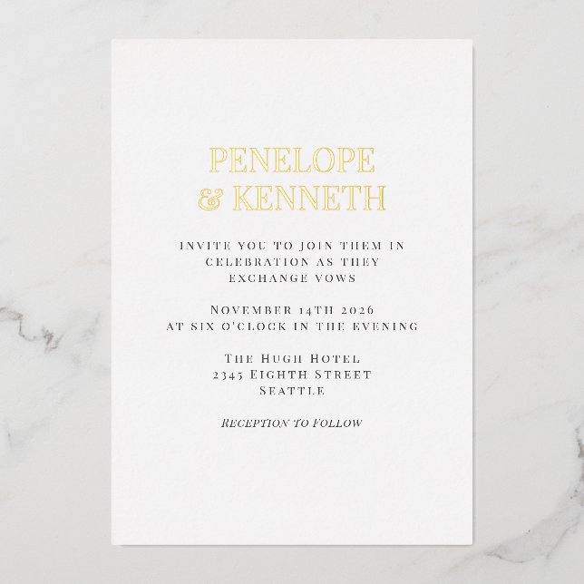 Minimal Classic Elegant Black White Wedding Gold (Front)