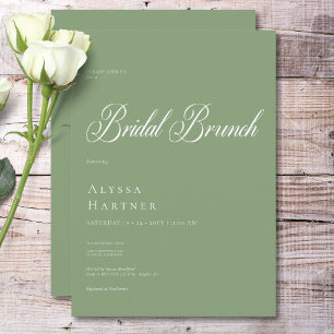 Minimal Classic Green & White Bridal Brunch Invitation