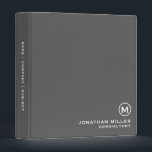 Minimal Classic Grey and White Monogram Binder<br><div class="desc">Keep your documents organized in style with this minimalist grey and white monogram 3 ring binder. The sleek and simple design features a customizable monogram in classic font. The binder is perfect for school,  work,  or home office use and holds standard 8.5" x 11" paper.</div>
