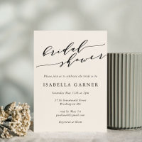 Minimal Classic Ivory Cream Script Bridal Shower