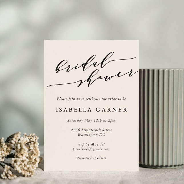 Minimal Classic Ivory Cream Script Bridal Shower Invitation (Creator Uploaded)
