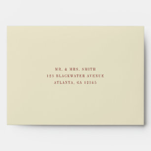 Minimal Classic Ivory Cream & Wine Red Wedding Envelope