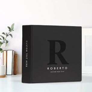 Minimal Classic Modern Black Monogram Binder