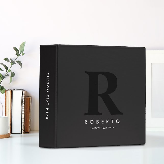 Minimal Classic Modern Black Monogram Binder (Creator Uploaded)