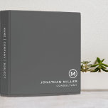 Minimal Classic Monogram Grey Binder<br><div class="desc">Professional monogrammed binder features a modern minimalist design in grey and white. Custom name presented in the lower right-hand corner in stylish simple font with a complimentary minimal monogram medallion. A modern binder for home or office, a professional monogrammed binder for your workspace. Ideal for consultants, attorneys, real estate agents,...</div>
