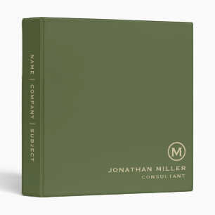 Minimal Classic Monogram Olive Green Binder