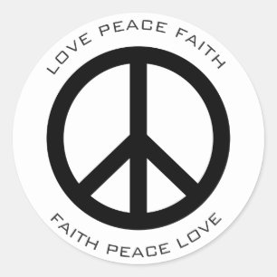 Minimal Classic Peace Love Faith Social Justice Round Sticker