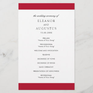 Minimal Classic Red Elegant Budget Wedding Program