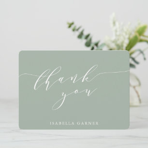 Minimal Classic Sage Green Bridal Shower Custom Th Thank You Card