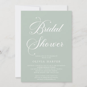 Minimal Classic Sage Green Script Bridal Shower Invitation