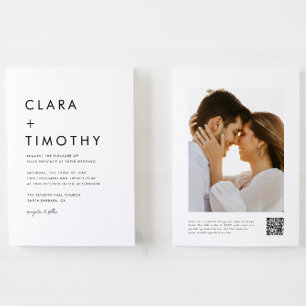 Minimal Classic Script QR Code All In One Wedding Invitation