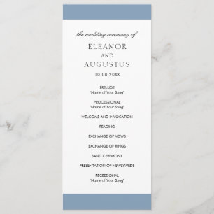 Minimal Classic Simple Elegant Dusty Blue Wedding Program